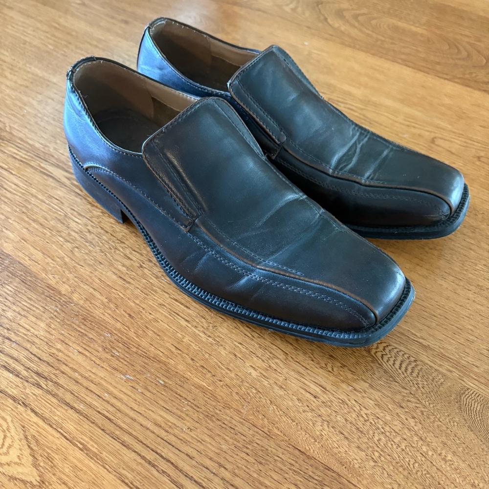 JF J. Ferrar Men's Dress Casual Shoes Brown Slip On Size 10 Loafer Faux Leather - Picture 7 of 8